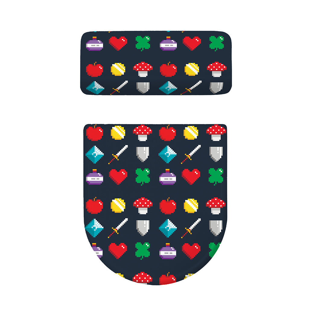 8-Bit Pixel Game Items Print Toilet Lid And Tank Cover Set