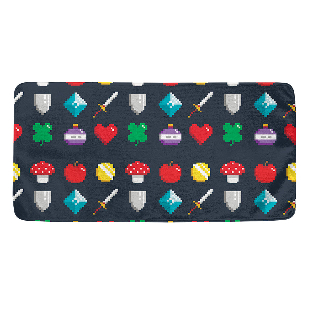 8-Bit Pixel Game Items Print Towel