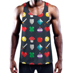 8-Bit Pixel Game Items Print Training Tank Top