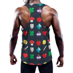 8-Bit Pixel Game Items Print Training Tank Top