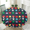 8-Bit Pixel Game Items Print Waterproof Round Tablecloth