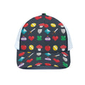 8-Bit Pixel Game Items Print White Mesh Trucker Hat