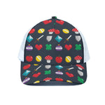 8-Bit Pixel Game Items Print White Mesh Trucker Cap