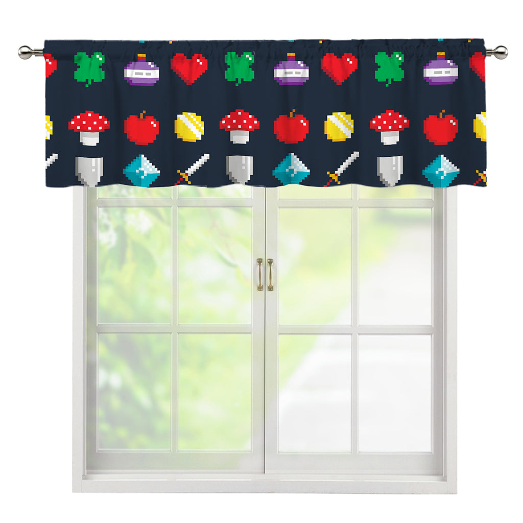 8-Bit Pixel Game Items Print Window Valance