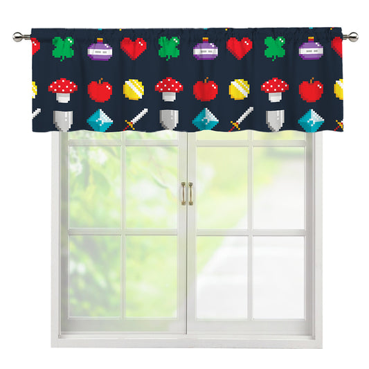 8-Bit Pixel Game Items Print Window Valance