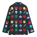 8-Bit Pixel Game Items Print Women's Blazer