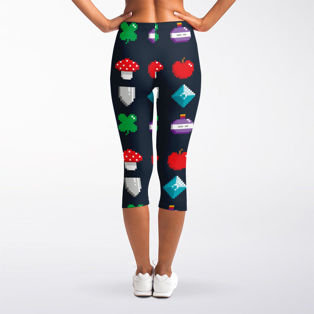 8-Bit Pixel Game Items Print Women's Capri Leggings