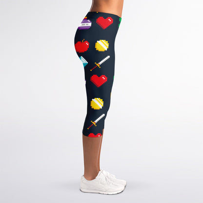 8-Bit Pixel Game Items Print Women's Capri Leggings