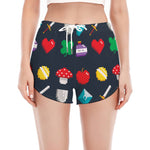 8-Bit Pixel Game Items Print Women's Split Running Shorts