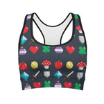 8-Bit Pixel Game Items Print Women's Sports Bra