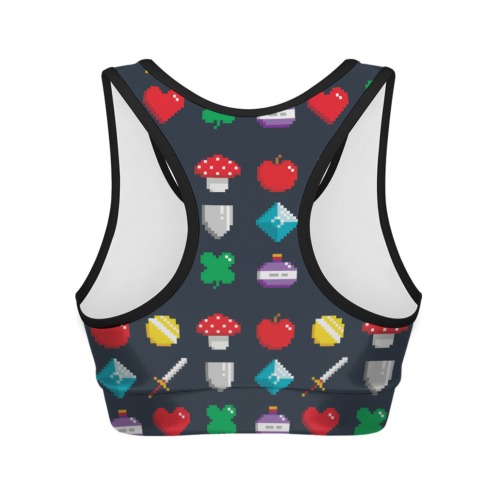 8-Bit Pixel Game Items Print Women's Sports Bra
