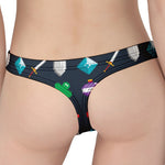 8-Bit Pixel Game Items Print Women's Thong