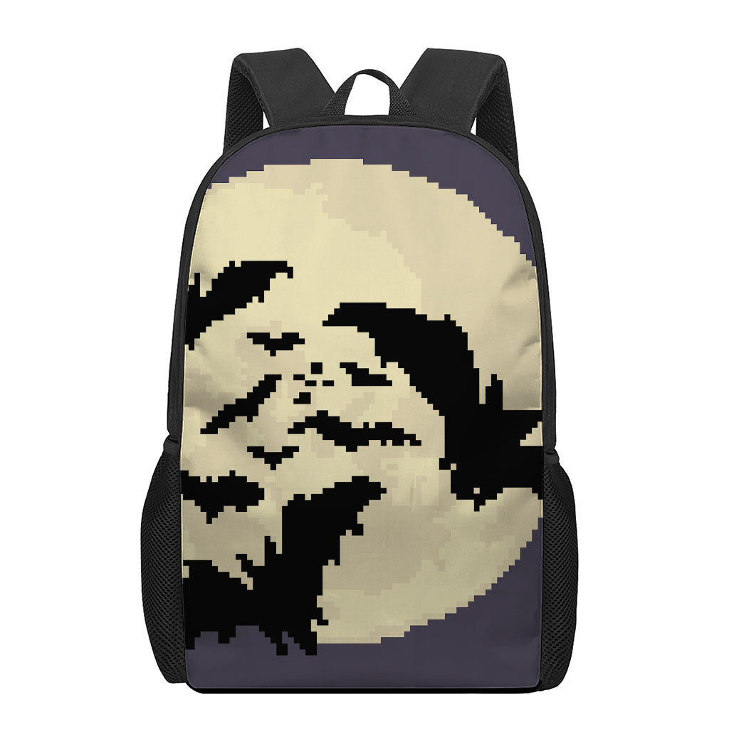 8-Bit Pixel Halloween Bat Print 17 Inch Backpack