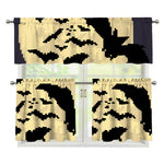 8-Bit Pixel Halloween Bat Print 3 Piece Kitchen Curtains