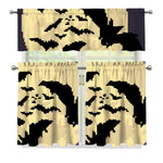 8-Bit Pixel Halloween Bat Print 3 Piece Kitchen Curtains