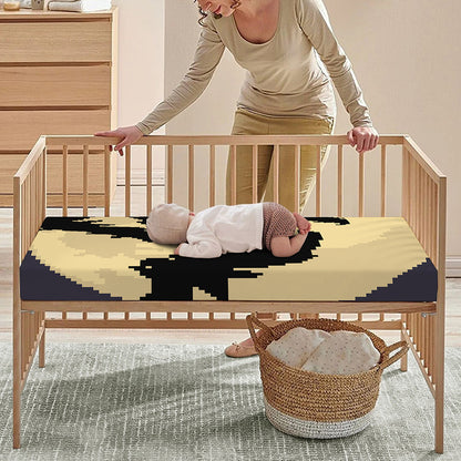 8-Bit Pixel Halloween Bat Print Baby Crib Sheet