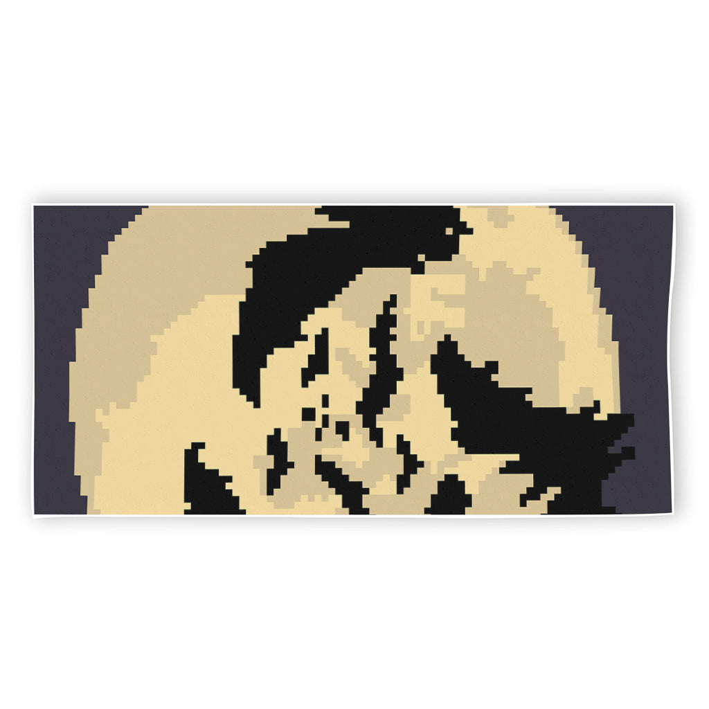8-Bit Pixel Halloween Bat Print Beach Towel