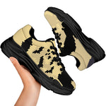 8-Bit Pixel Halloween Bat Print Black Chunky Shoes