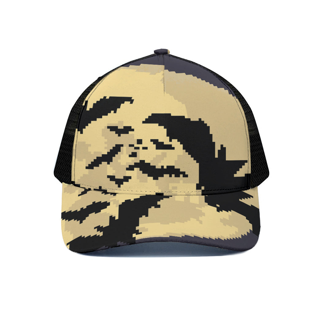 8-Bit Pixel Halloween Bat Print Black Mesh Trucker Cap