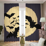 8-Bit Pixel Halloween Bat Print Blackout Pencil Pleat Curtains