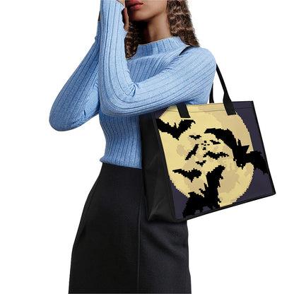 8-Bit Pixel Halloween Bat Print Canvas Tote Bag