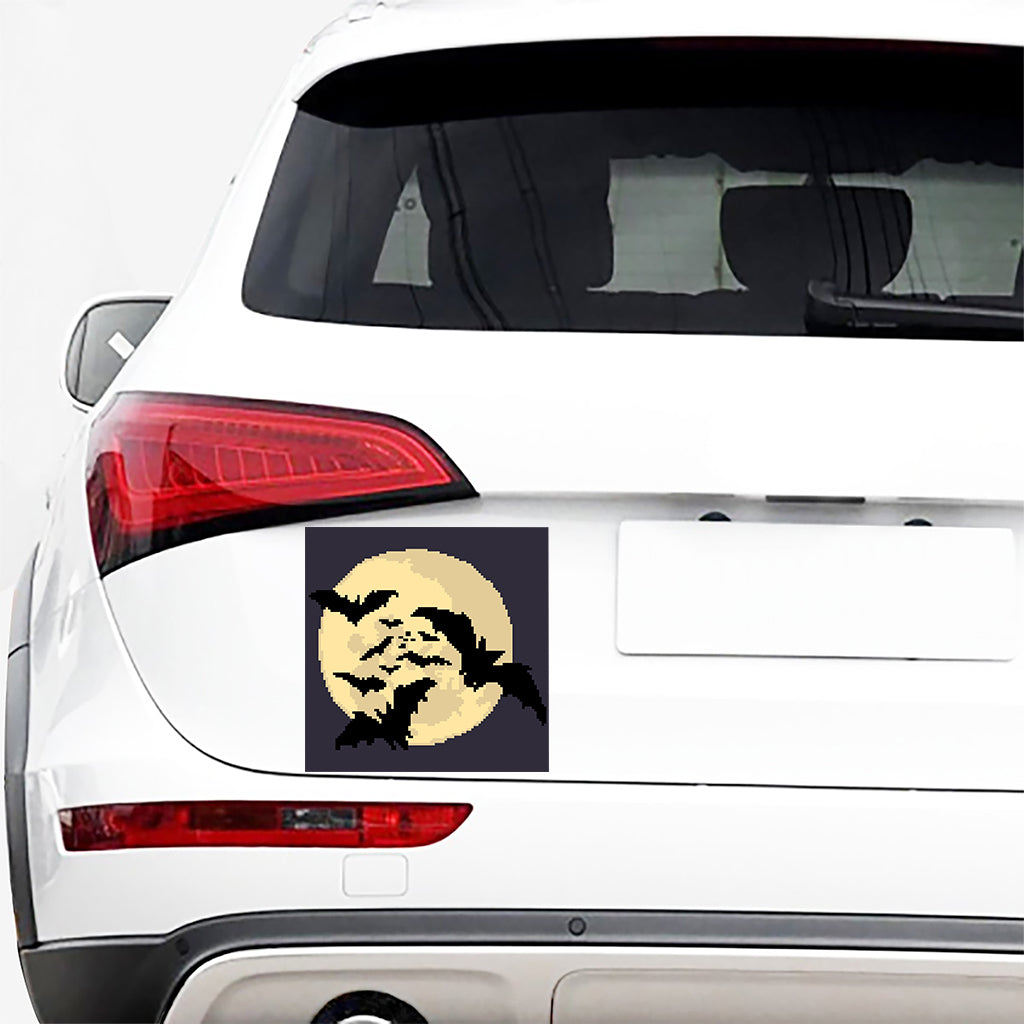 8-Bit Pixel Halloween Bat Print Car Sticker