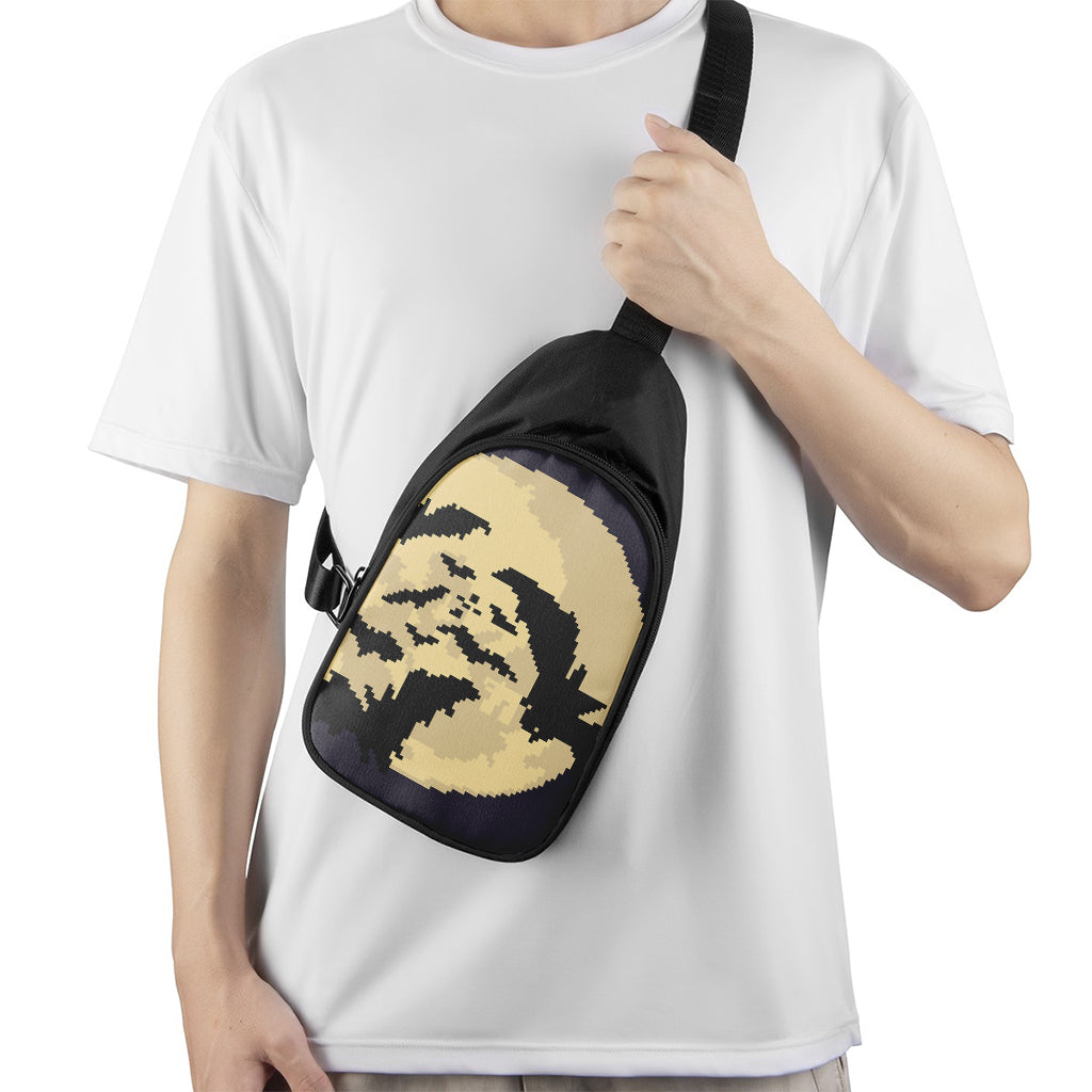 8-Bit Pixel Halloween Bat Print Chest Bag