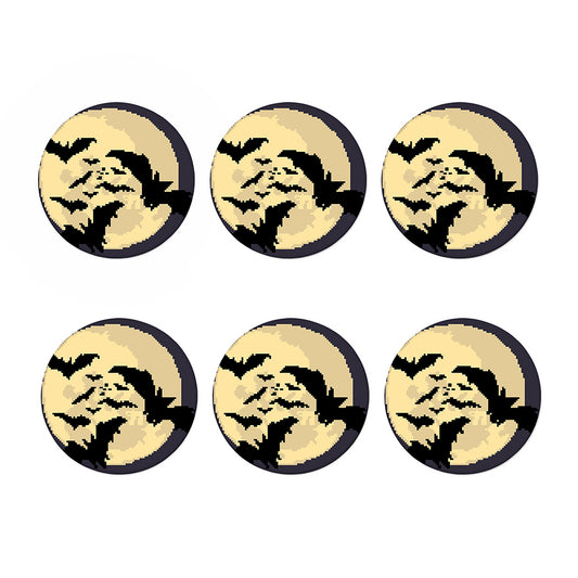8-Bit Pixel Halloween Bat Print Coaster Set