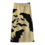8-Bit Pixel Halloween Bat Print Cotton Front Slit Maxi Skirt