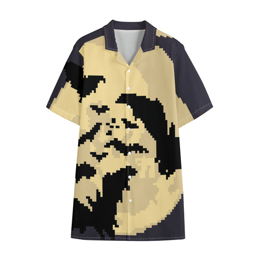 8-Bit Pixel Halloween Bat Print Cotton Hawaiian Shirt