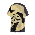 8-Bit Pixel Halloween Bat Print Cotton Hawaiian Shirt