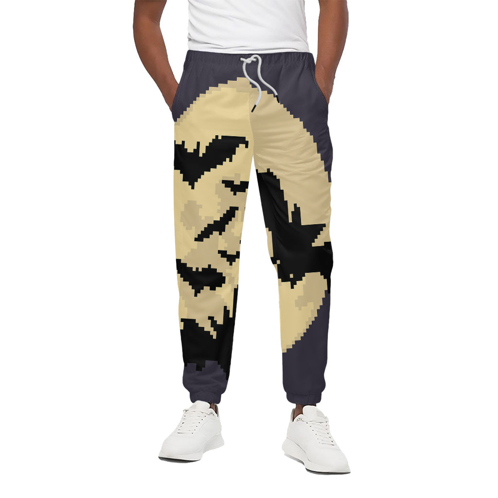 8-Bit Pixel Halloween Bat Print Cotton Pants