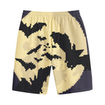 8-Bit Pixel Halloween Bat Print Cotton Shorts