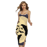 8-Bit Pixel Halloween Bat Print Cross Back Cami Dress