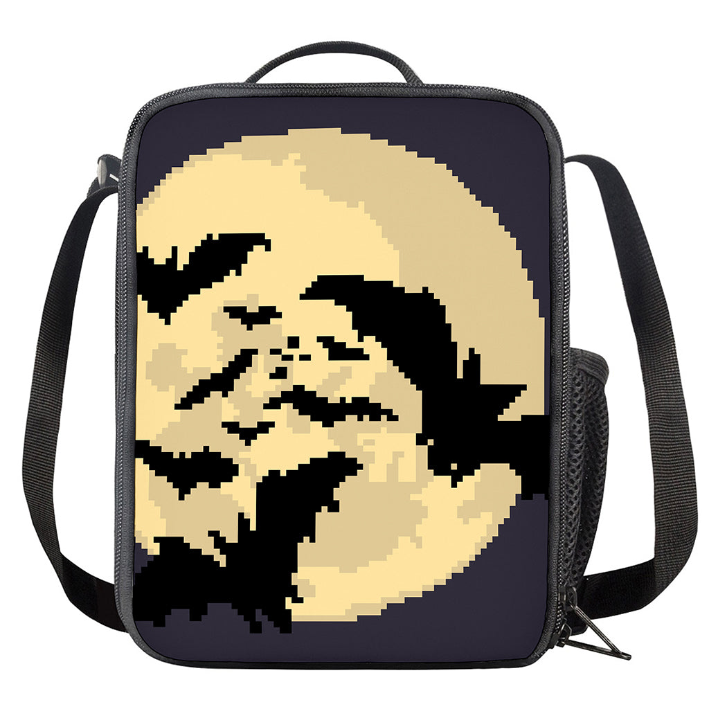8-Bit Pixel Halloween Bat Print Crossbody Lunch Bag