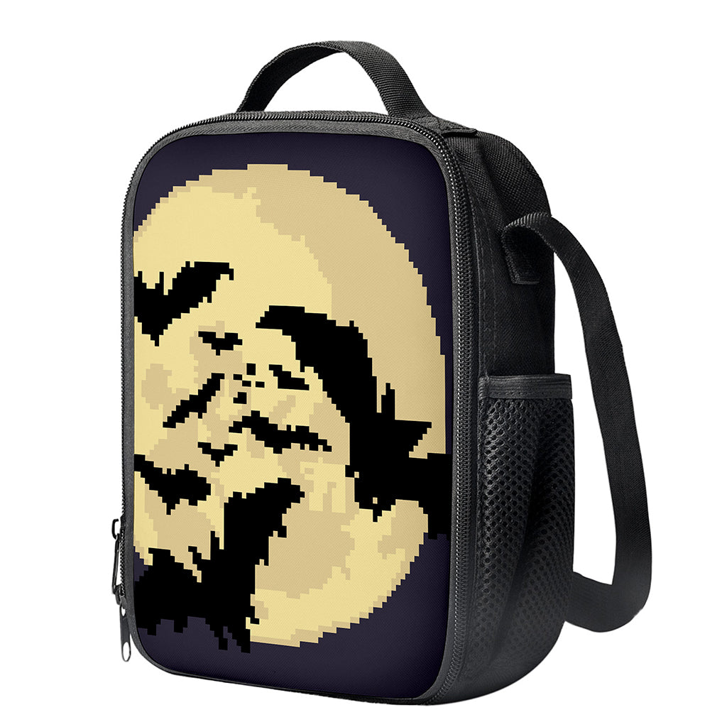 8-Bit Pixel Halloween Bat Print Crossbody Lunch Bag