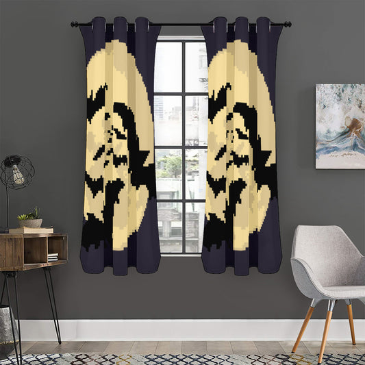 8-Bit Pixel Halloween Bat Print Curtain
