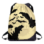 8-Bit Pixel Halloween Bat Print Drawstring Backpack