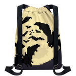 8-Bit Pixel Halloween Bat Print Drawstring Backpack