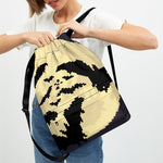 8-Bit Pixel Halloween Bat Print Drawstring Backpack