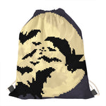 8-Bit Pixel Halloween Bat Print Drawstring Bag