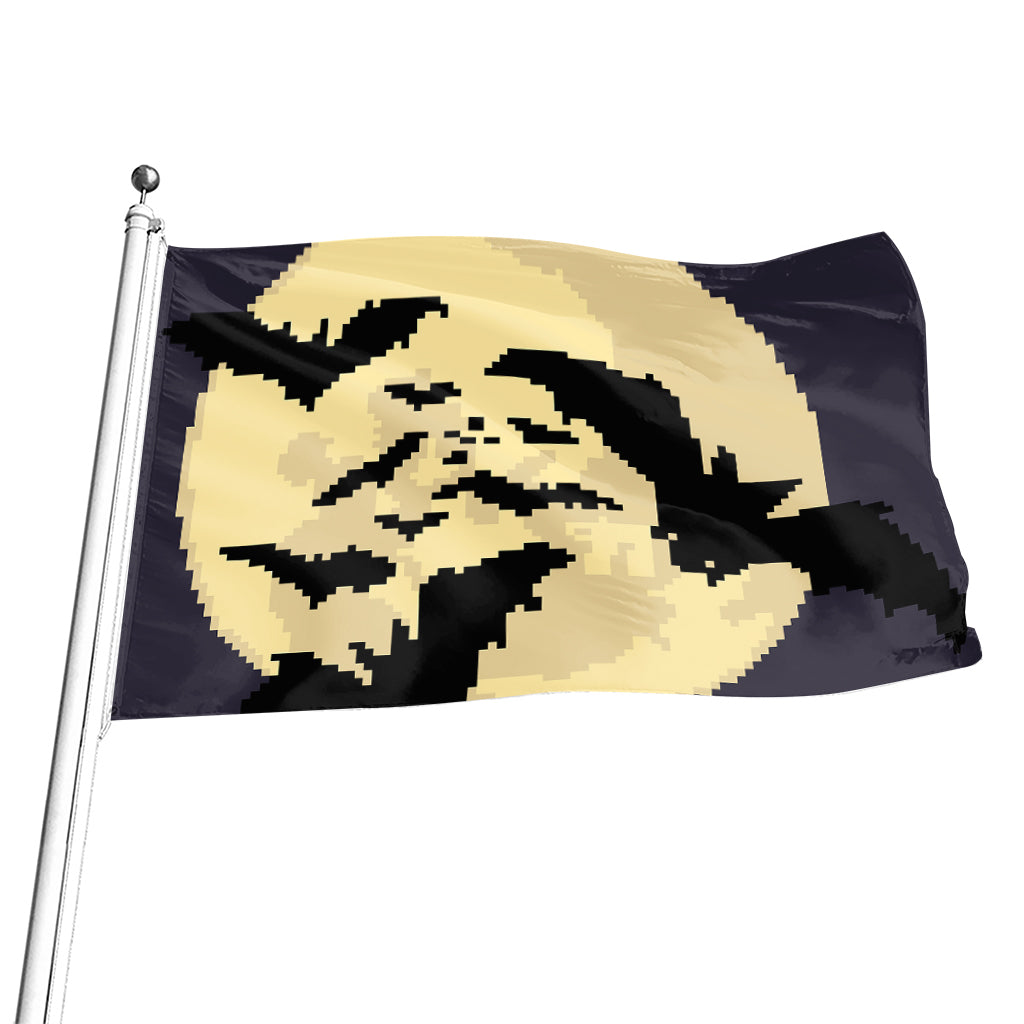 8-Bit Pixel Halloween Bat Print Flag