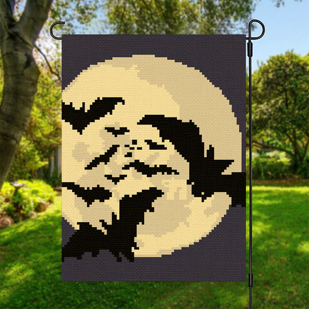 8-Bit Pixel Halloween Bat Print Garden Flag