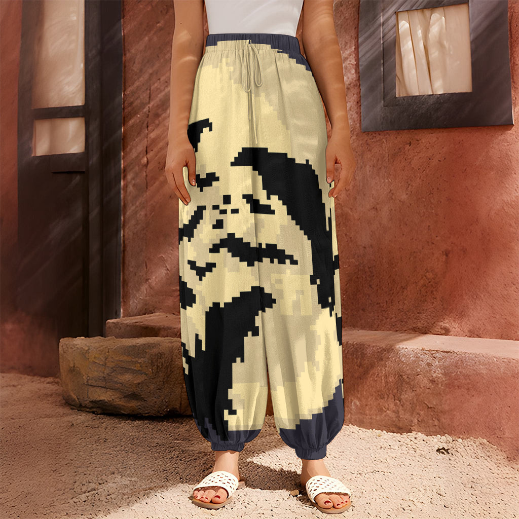 8-Bit Pixel Halloween Bat Print Harem Pants