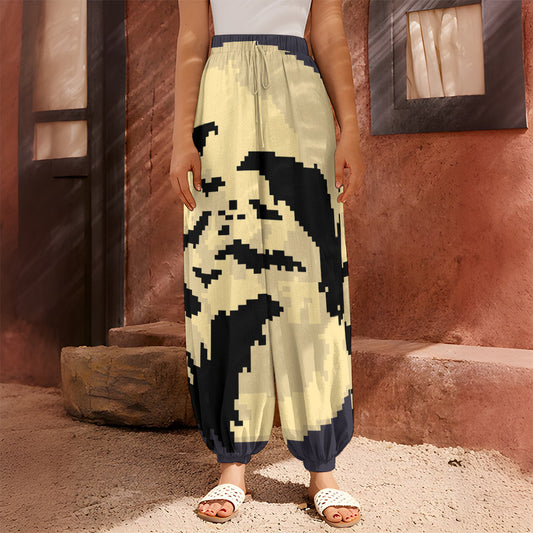 8-Bit Pixel Halloween Bat Print Harem Pants