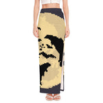 8-Bit Pixel Halloween Bat Print High Slit Maxi Skirt