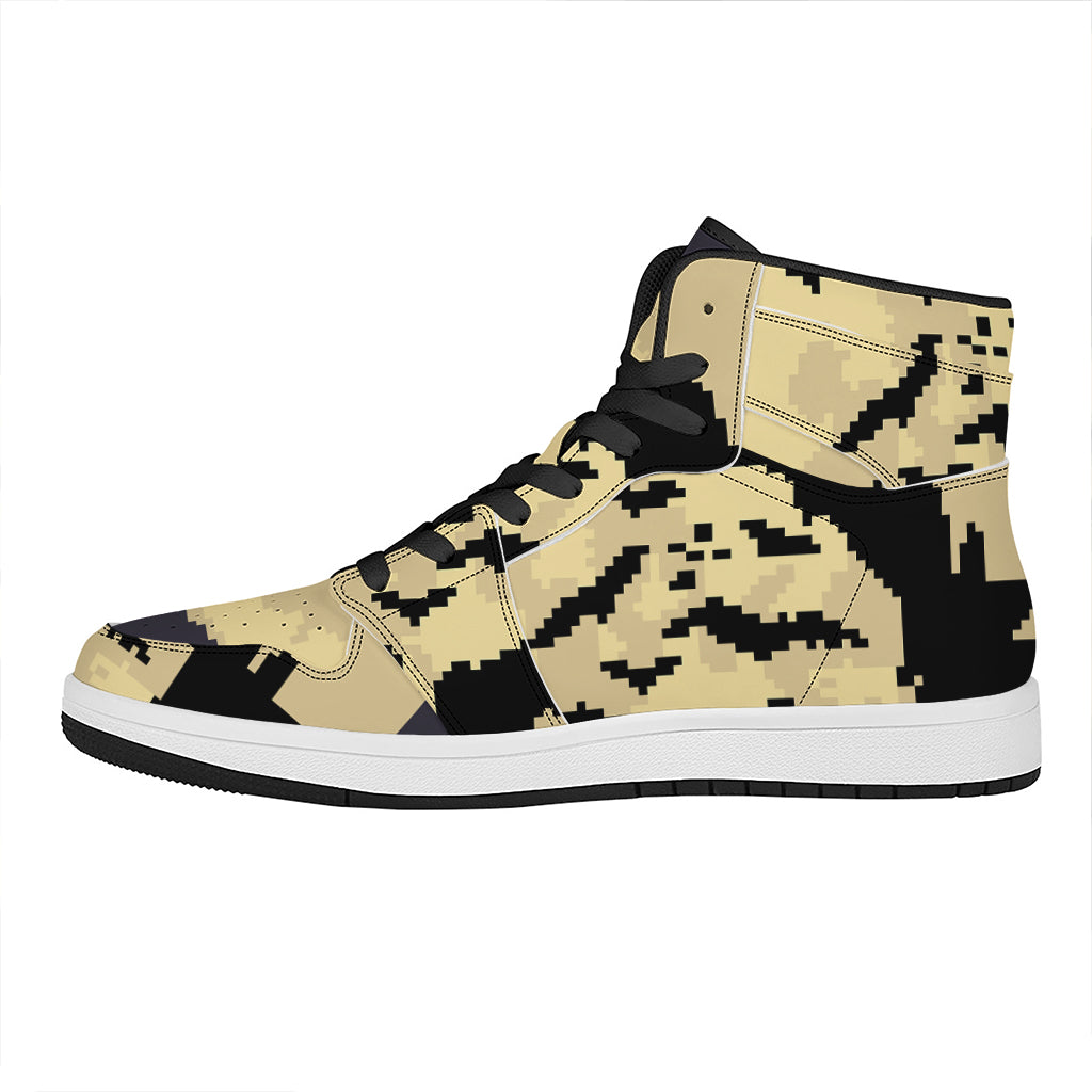 8-Bit Pixel Halloween Bat Print High Top Leather Sneakers