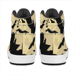 8-Bit Pixel Halloween Bat Print High Top Leather Sneakers
