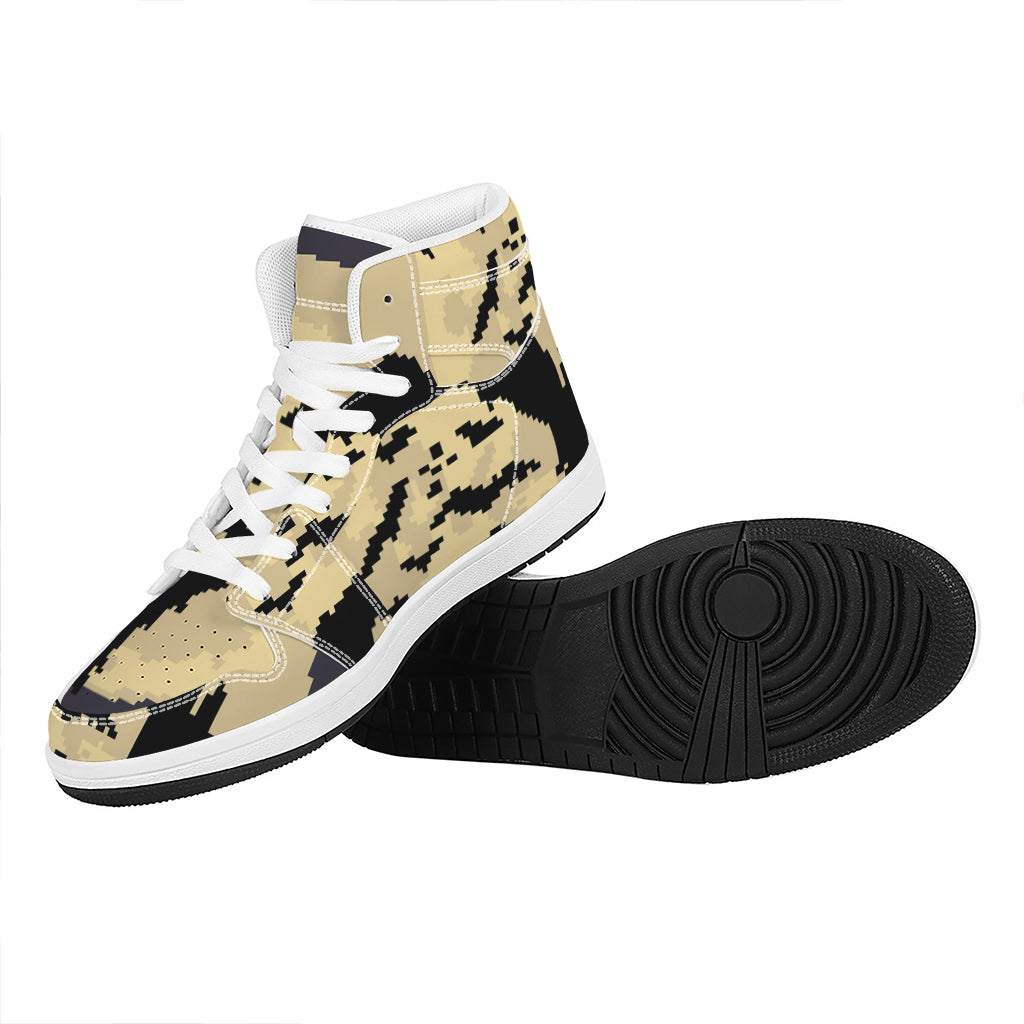 8-Bit Pixel Halloween Bat Print High Top Leather Sneakers