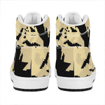 8-Bit Pixel Halloween Bat Print High Top Leather Sneakers